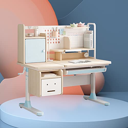 image for FCD Kids Desk, Wood Adjustable Height Ergonomic Built-in Bookshelf Til