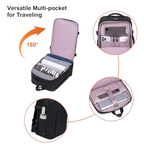 Image of Chantria by Arcitc Hunter Travel Backpack for Women 33L Large Laptop Backpack Expandable Clothes Pocket Waterproof Toiletry Pouch 180 Opening Multi-function 2 in 1 Office Backpack