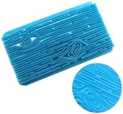 Cookie Decoration Stamp Embosser - DIY Wooden Pattern Custom Impression Print Mat Mould Cutter- Food Safe Plastic (Blue, 6'' Rectangle)