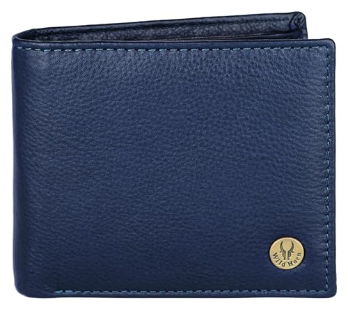 Image of WildHorn Rfid Protected Leather Wallet For Men,Navy Blue