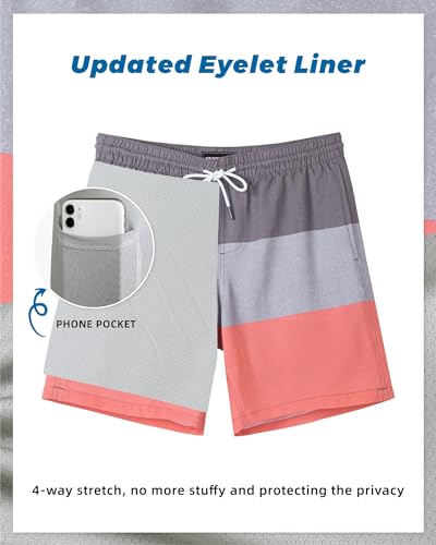 Image of SURF CUZ Mens Swim Trunks with Compression Liner Swim Shorts 7 inch Swimming Trunks Stretch 7 Inch Swim Suits Quick Dry