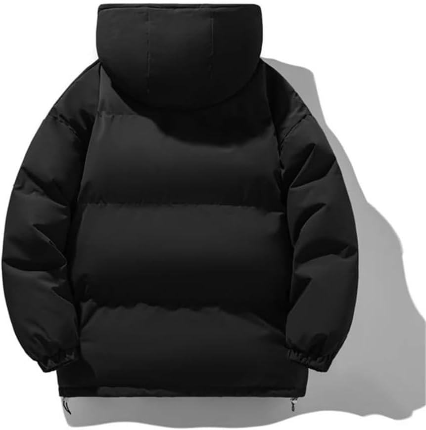 Mens Down Jacket Winter Bubble Coat Thermal Solid Color Thick Couple Travel Hooded Outdoor Coat