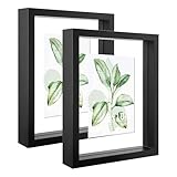 CORE ART 8x10 Floating Picture Frame Set of 2,Double Plexglass Floating Frame for 5x7,4x6 Pictures,Wall or Tabletop Display,Black