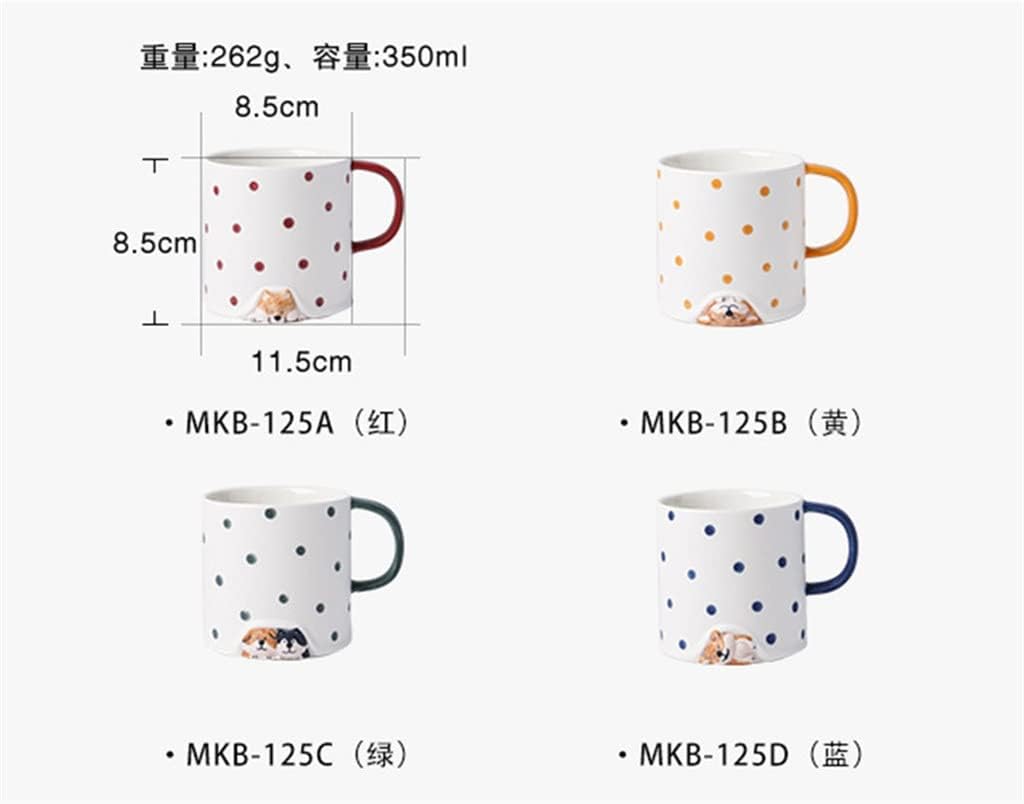 Cute Household Cartoon Hand-painted Ceramic Coffee Cup Breakfast Tea Three-dimensional Shiba Inu Mug(D)