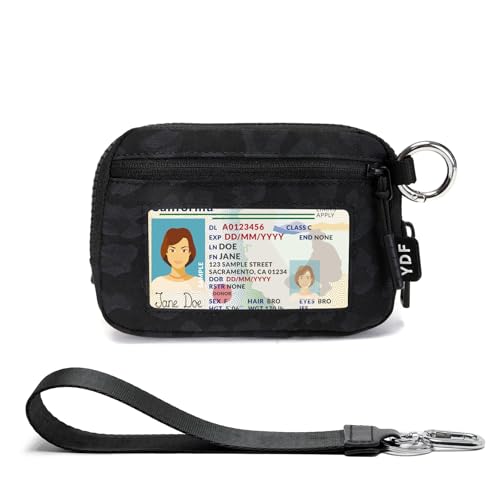 Image of Wristlet Wallet for Women with Clear ID Window, Zip Coin Purse and Keychain | 3 Card Slots, Exterior Zip Pocket, Inner Mesh Pouch, Lipstick Holder, Detachable Wrist Strap, Lightweight Nylon