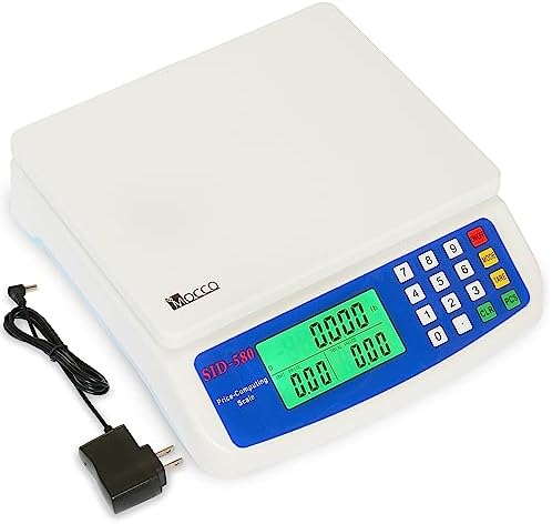 30kg x 1g Electronic Computing Scale, MOCCO LCD Digital Commercial Food Produce Scales 66LB Capacity with AC Adapter for Meat Weighting Kitchen Stores Restaurant Market