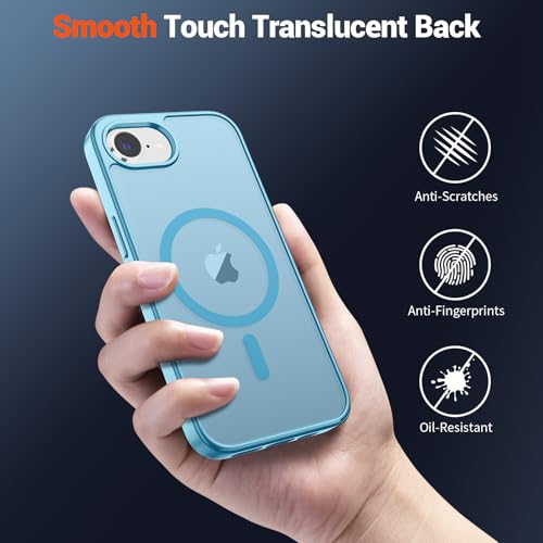 Image of SUPFINE Magnetic for iPhone 17e Case /iPhone 16e Case (Compatible with MagSafe) (Military Grade Drop Protection) Slim Translucent Matte Shockproof with Anti-Fingerprint Phone Case,Light Blue
