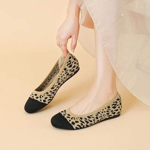 Women's Ballet Flat Shoes Casual Strap Knit Flats Round Toe Wedding Flats,Y64