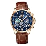 LIGE Männer Uhr Edelstahl Wasserdicht Analog Mondphase Design Quarz Armbanduhren Für Herren Chronograph Lederarmband Watch for Men Mit Datum Leuchtende Business Casual Retro Herren Uhren