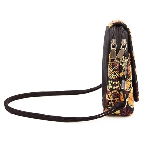 Image of SILKAREA Embroidered Cute Mini Crossbody Bag for Women Small Handbags Wristlet Wallet Bag Cell-phone Pouch Coin Purse