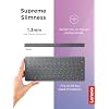Lenovo Multi-Device Wireless Bluetooth Keyboard, Connect Up to 3 Devices Simultaneously, Compatible with iOS, Android, Windows, Slim Profile, Rechargeable, 60-Hour Battery Life, Iron Grey