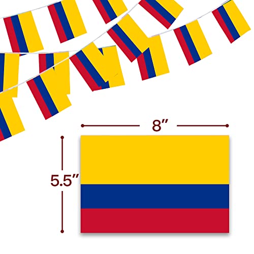 Image of Anley Colombia String Flag Pennant Flags, Patriotic Events 20th of July Colombian Independence Day Decoration Sports Bars - 33 Feet 38 Flags