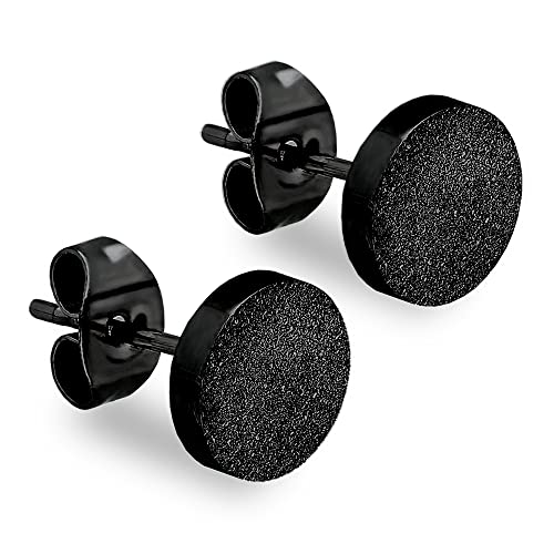 Max Palmer® Runde Ohrstecker mit Platte in Diamant-Optik | 4 Farben [02.] - schwarz Cover