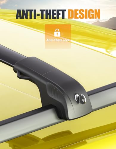 Image of KINGGERI 300lbs Lockable Roof Rack Cross Bars Compatible with Kia EV9 2024-2026 GT-Line (Not for Wind & Land) with Raised Side Rails, Heavy Duty Aluminum Roof Rails Crossbars Luggage Accessories