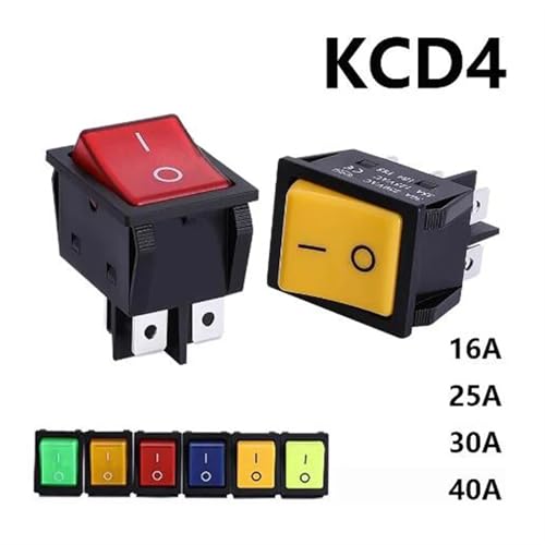 Interruptor basculante 40A 250V CA de 2 posiciones y 4 pines KCD4 ON/OFF pack de 5 unidades azules 3