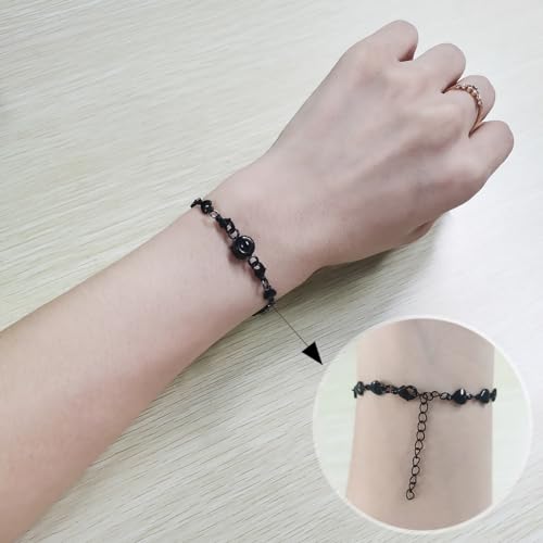Image of 100 Different Languages I Love You Bracelets Love Heart Link Chain Bracelets Romantic Valentines Day Gifts for Women