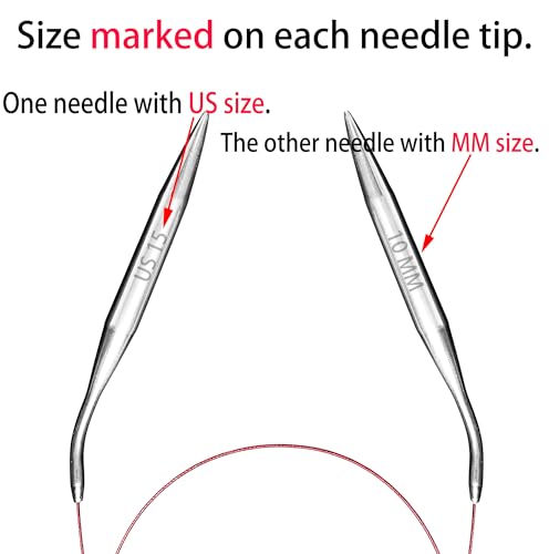 Image of Size 15 Circular Knitting Needles 40 Inch Metal Large Round Needles for Magic Loop Blankets Sweaters Scarves Stainless Steel 100 cm 10 mm, for Beginners & Knitters