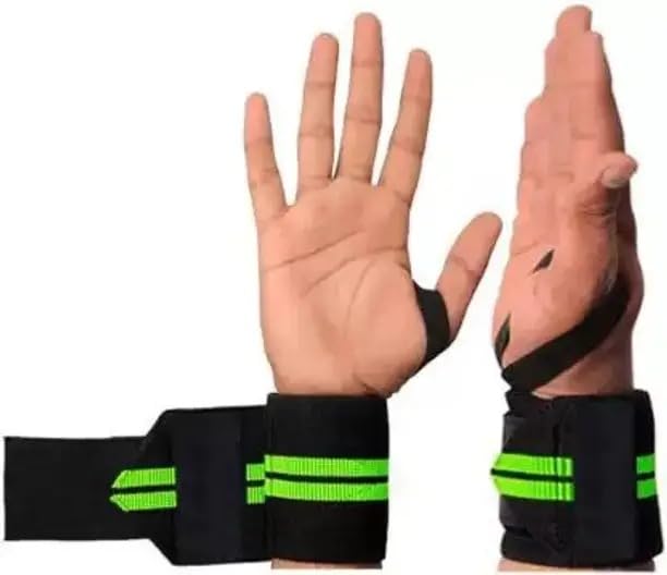 Weight Lifting Wrist Thumb Support Wraps | Adjustable Gym Wrist Bandage for Weightlifting, Powerlifting, Crossfit, Fitness & Workout (Pair) (Green)-picture-13