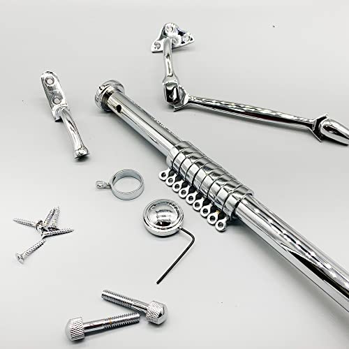 Heavy Duty Portiere Rod Solid for Doors - 42 Inches Long for Curtains - 42 Inches Long for Satin Curtains Easy to Install With Pre Drilled Holes for Your Lounge or Room Easy to Raise Curtain (Chrome)