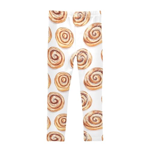 Cinnamon Rolls Girls Leggings,Workout Leggings for Girls Toddler Athletic Legging Size for 3-10T2