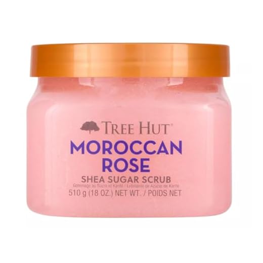 Tree Hut Moroccan Rose Shea Sugar Scrub | Esfoliante corporal que remove a pele seca e morta para uma sensação macia e hidratada | Cuidados nutritivos essenciais para o corpo | 532 ml.