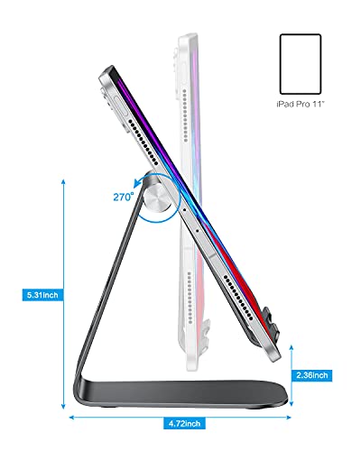 Omoton Tablet Stand Holder Adjustable, T1 Desktop Aluminum Tablet Dock Cradle Compatible With Ipad Air/Mini, Ipad 10.2/9.7, Ipad Pro 11/12.9, Samsung Tab And More, Black #TOP3