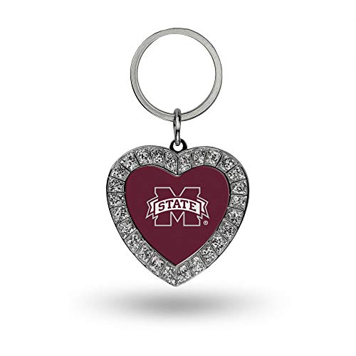 Rico Industries NCAA Mississippi State Bulldogs Metal Rhinestone Heart Keychain