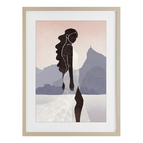 Affiche encadrée Yuyu Pont Stupell Industries portrait silhouette marron 35x50 cm