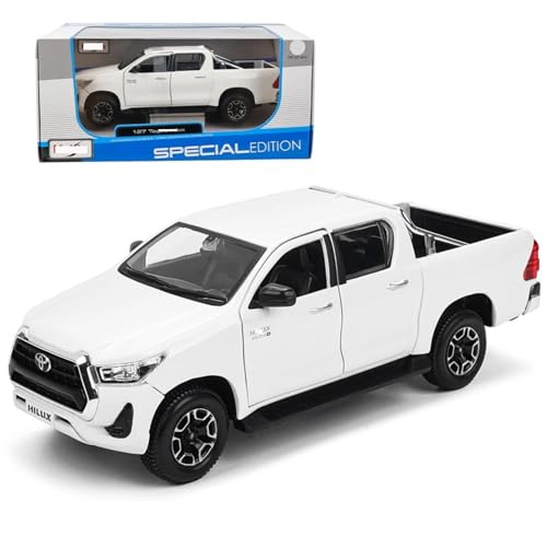 HTLNUZD 1/27 Alloy Racing Car Model for Toyota Hilux Pickup Adult Exquisite DieCast Realistic Design & Premium Finish Ultimate Collectible Model (White)