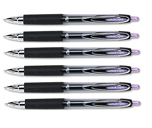 Uni-Ball Signo 207 Retractable Gel Ink Pens, 0.7mm, Medium Point, 6-Count (Purple, Medium)