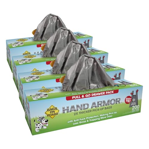 Image of Bags on Board Dog PoopBags - Extra Thick Waste PickupBags with Easy Tie Handles - Easy Dispensing Drawer Pack - 200 Count (Pack of 4)