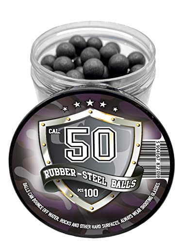 Rubber-Steel Balls 100 X Premium Quality Hard Rubber Steel Balls 2.7 Grams Heavy Reusable Projectiles Paintballs Reballs Powerballs For Training Home And Self Defense Pistols In 50 Caliber (Regular) #TOP2