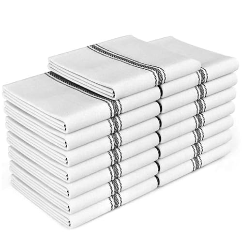 Zeppoli Classic Kitchen Towels - 15 Pack 100% Natural Cotton Kitchen Towel Set, Reusable Wash Cloths, Absorbent Dish Towels, Machine Washable Hand Towels, Kitchen Essentials, 14” x 25”, Black Striped by Zeppoli - Used condition - US$25.57