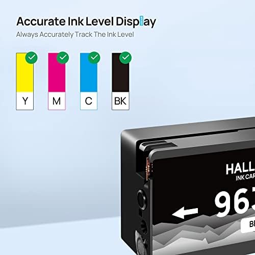 3YP35AE 963XL High Yield Remanufactured Ink Cartridges,Black/Cyan/Magenta/Yellow,HALLOLUX Multipack for HP 963XL OfficeJet Pro 9010 9015 9012 9025 9022 9020 9016 9019 9020 9022 9025 9026 9028 (4 Pack)