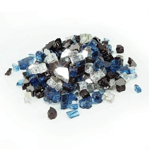 Golden Flame 1/2-Inch Fire Glass | Natural Gas or Propane | Fire Pit, Table, and Fireplace | Indoor or Outdoor | Brilliant Jewel-Like Color | Ocean Deep Reflective (10lbs)