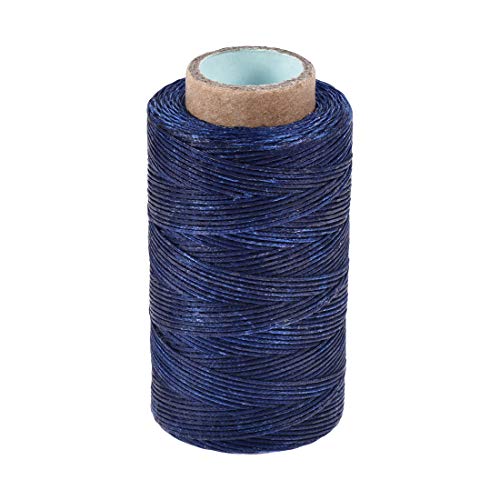Hilo para coser cuero uxcell, 273 yardas, 150D/1 mm, cordón plano encerado de poliéster para costura manual de cuero, encuadernación de libros y manualidades DIY (azul zafiro) miniatura 1