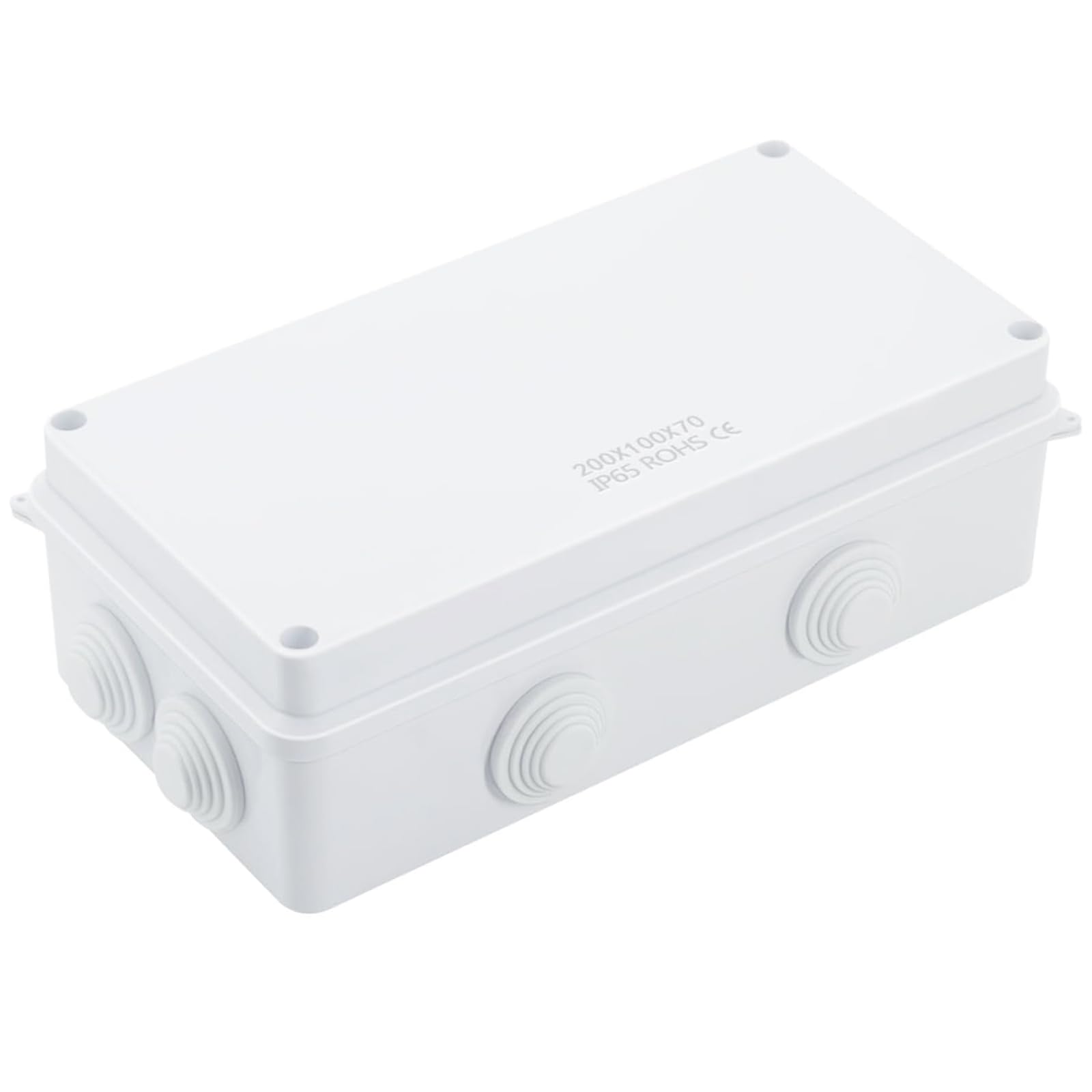 MACHSWON IP65 Junction Box 200x100x70mm ABS Waterproof Junction Box Dustproof Indoor Outdoor Box Cable Connection Protective Enclosure Open Hole with Rubber Plug