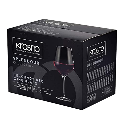 Foto von Krosno Große Burgunder Rot-Weingläser | Set von 6 | 860 ML | Splendour Kollektion | Perfekt für zu Hause, Restaurants und Partys | Spülmaschinenfest | Bleifreies Kristallglas