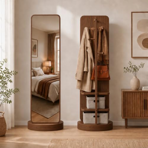 360 Rotating Floor Mirror with Rack