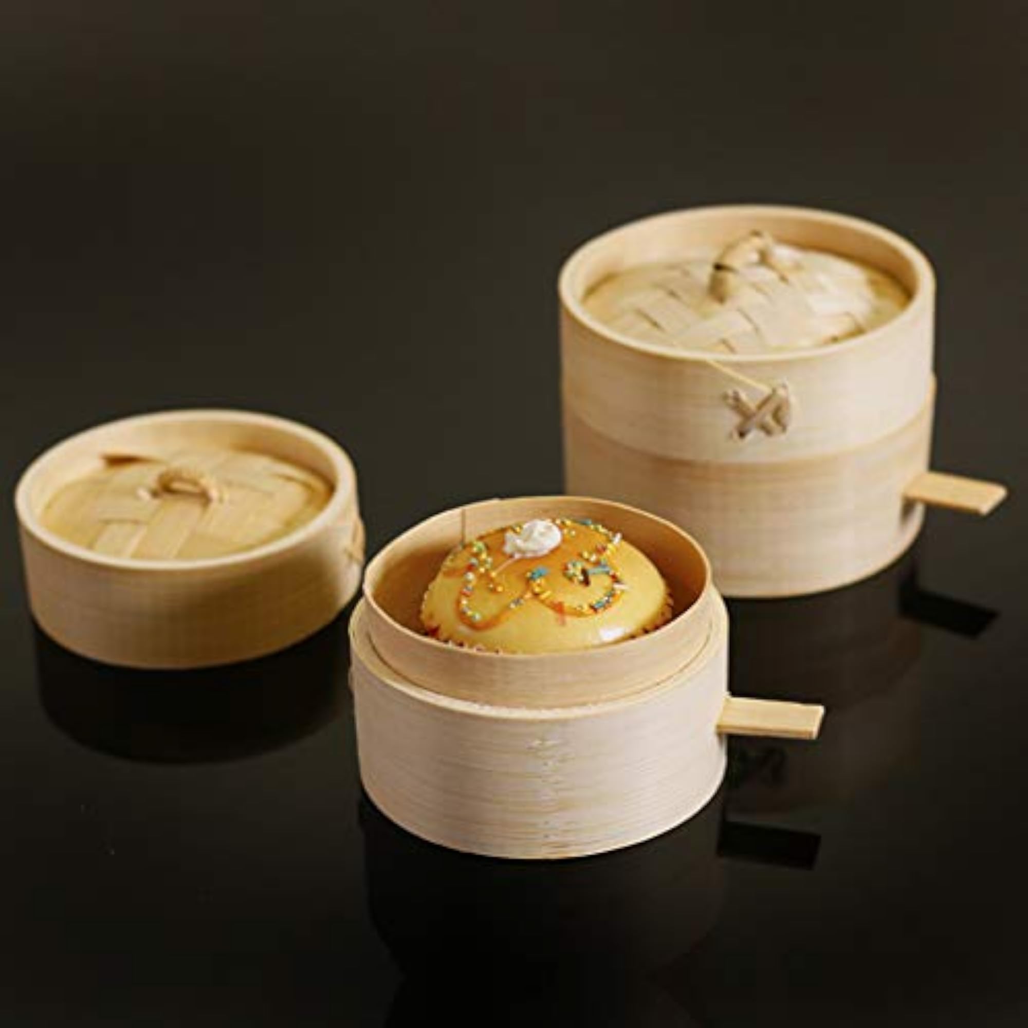 10cm Bamboo Steamer Basket for Dim Sum