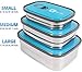 Monka Stainless Steel Lunch Box Food Container Storage Set 3 In 1. Leak Proof Metal Bento Lunch Box With Lids. Healthy Takeaway For Kids & Adults For Outdoor Meals. Blue