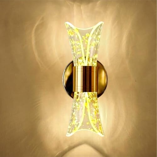 Image of Groeien 12W | 3 Color LED Nordic Sconce Crystal Glow Transparent Indoor Home Acrylic Wall Lamp for Bedroom Living Room Corridor Lighting Fixtures Wall Mount(Warm+Natural+Coolwhite)