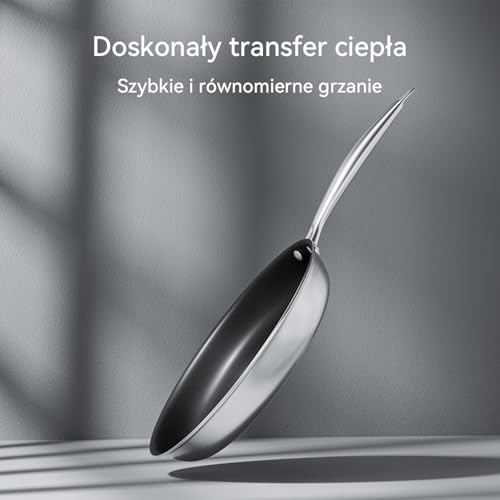 Stainless Steel Nonstick Frying Pan Set, 3 Piece cookware Set, Tri-Ply Skillet, 8 inch, 9.5 inch, 11inch Cooking pan, Oven Dishwasher Induction Gas Safe, Silver, Suitable for All Stove - Image 4