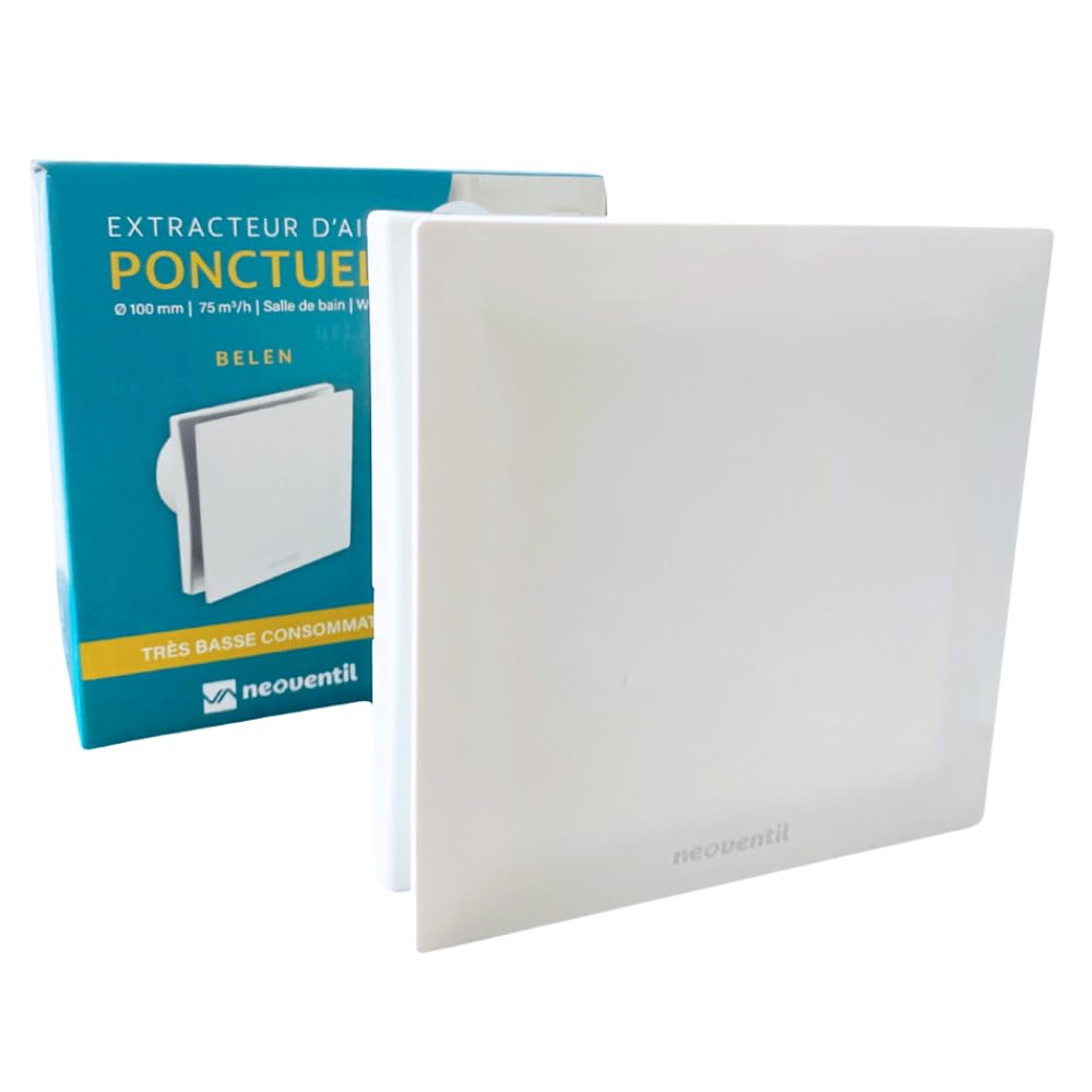BELEN H - V1 - Extracteur d'air Intermittent pour Salle de Bain, WC et Cuisine - Détection d'Humidité avec Minuterie Intégrée - Silencieux - Résistant à l'Eau - Installation Murale et Plafond