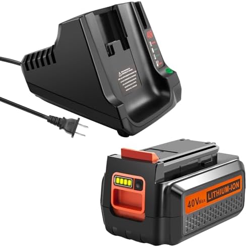 40 Volt 3000mAh Replace Long-Lasting Battery & Fast Charger for Black and Decker 40V Lithium Battery & Tools, Good Value Combo for Black & Decker Leaf Blower, Hedge Trimmer, Lawn Mower