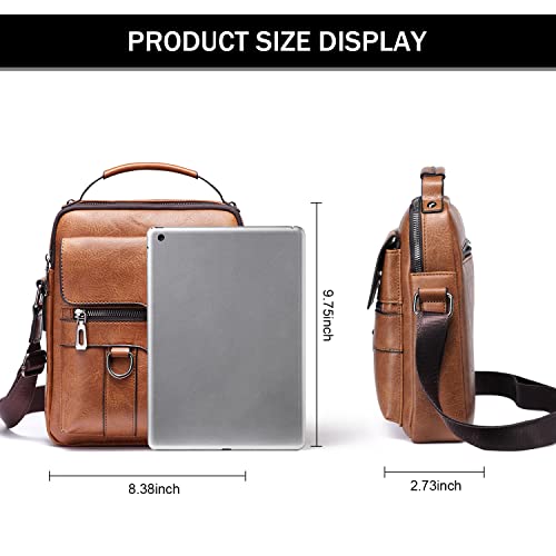 KUANG! Men's Shoulder Bag PU Leather Business Messenger Bag Briefcase Travel Crossbody Multi Pockets Handbag Purse2