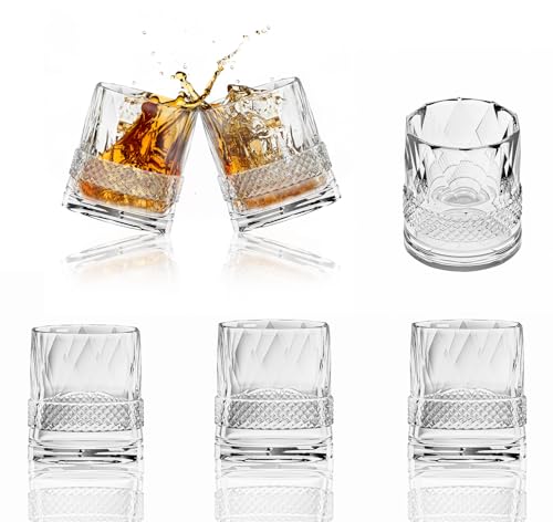 Elite Collection Crystal Tumbler Glasses 350ML - Lead-Free, Cut Transparent Design - Elegant Drinkware for Home, Restaurants & Kitchen - Perfect Drinking Gift Set of 6 in Gift Box