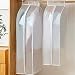 Pack of 2 Large Translucent Clothing Cover Bag PEVA Cloth Protector Wardrobe Hanging Storage Bag Dust Protector Cover with Magic Tape and Zipper Ideal for dresses,suits,coats,jacket and longer clothes