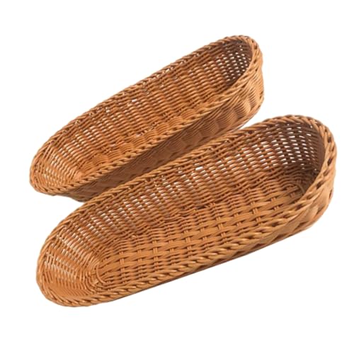 Unomor 2pcs Bread Basket Storage Baskets Veggie Tray Food Tray Fruit Serving Tray Dried Fruit and Nuts Basket Woven Serving Basket Dried Fruit Tray Kitchen Gadget Plastic re-usable