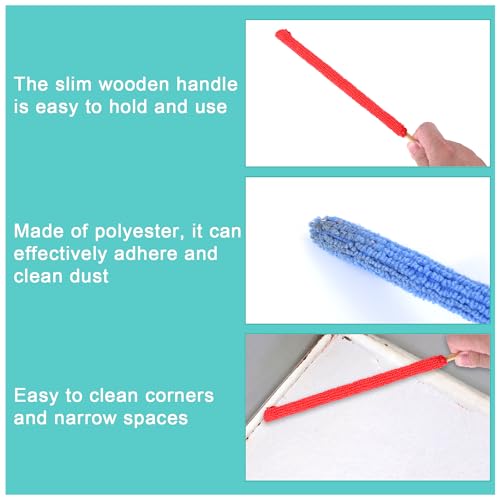 Image of 15 Pcs Small Duster Microfiber Detail Duster Sticks Fan Cleaning Brush Fan Duster AC Vent Cleaner Crevice Cleaning Tool Mini Detail Dusters for Cleaning Car Home Duct Window Track